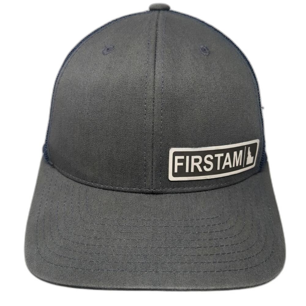 Yupoong Trucker Hat Gray Blue One Size Firstam Idaho State Patch Mesh Snapback